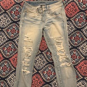 American eagle distressed low rise jeans